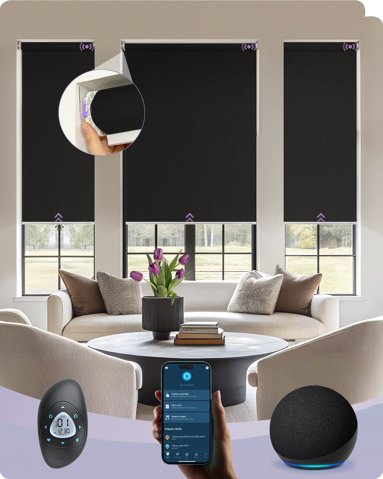 No Drill Roller Shades Blackout Fabric Series