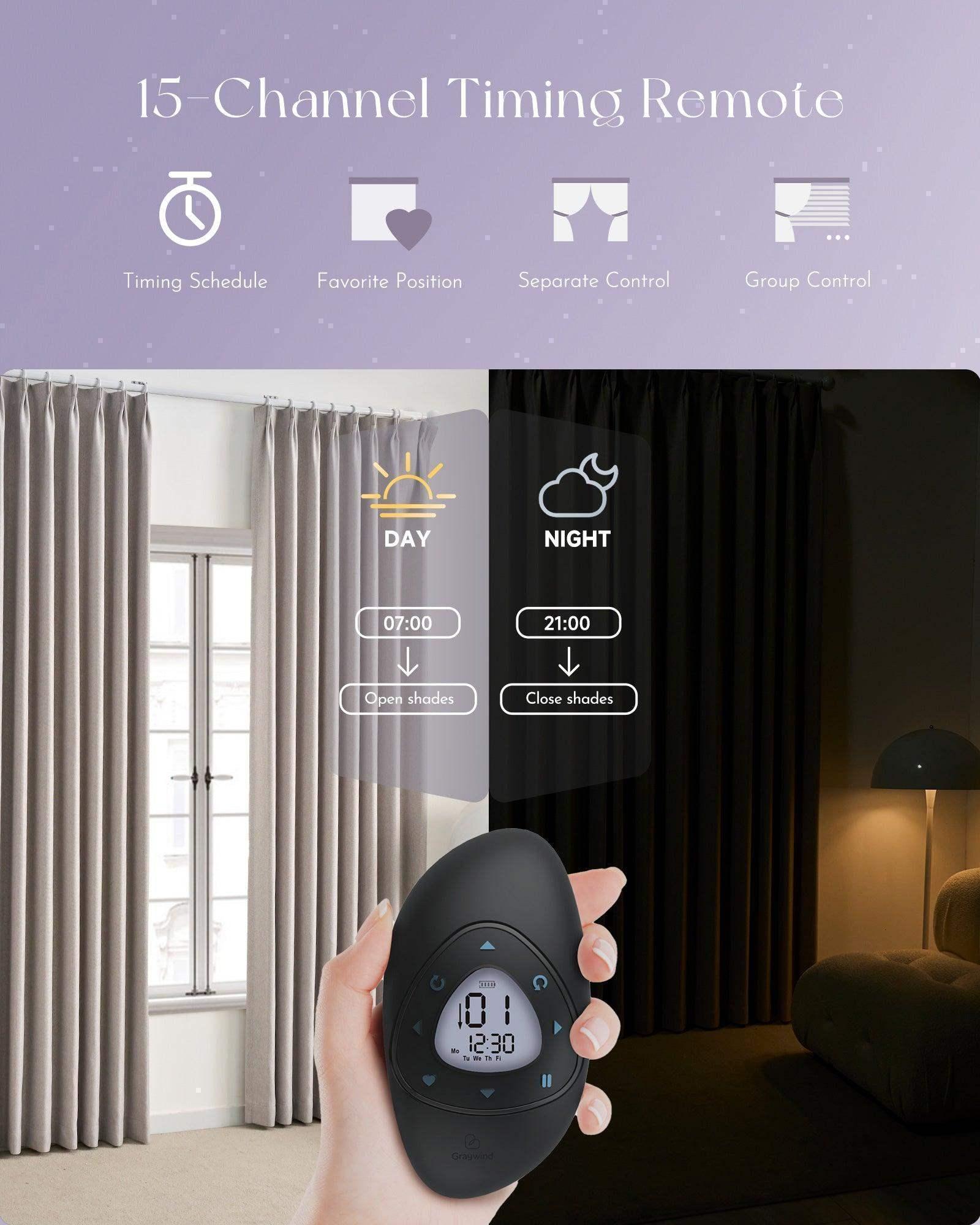 Graywind Motorized Smart Curtain with Roman Rod| Light Filtering- Designed Series | Customizable