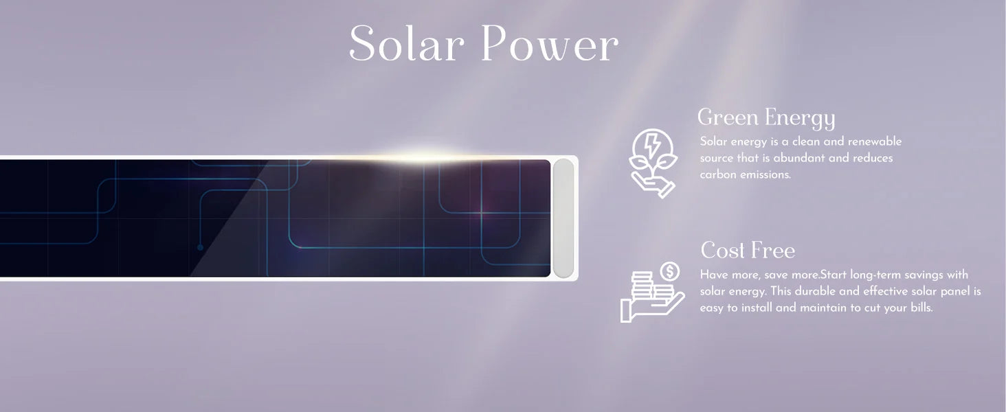 Solar power banner for manumatic shades.