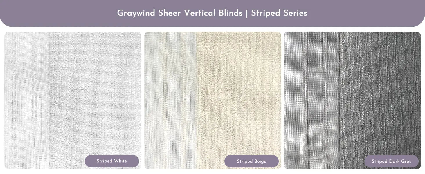 Fabric swatches for Graywind Sheer Vertical BLinds Striped Series
