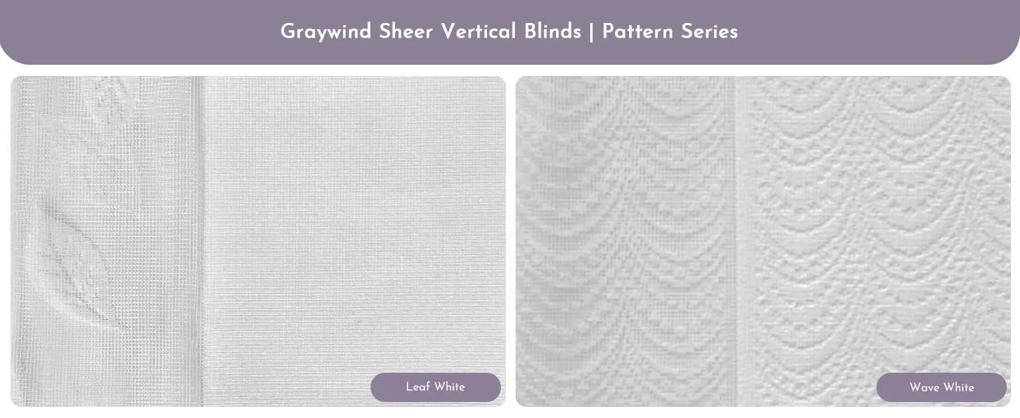 Fabric swatches for Graywind Sheer Vertical BLinds Pattern Series