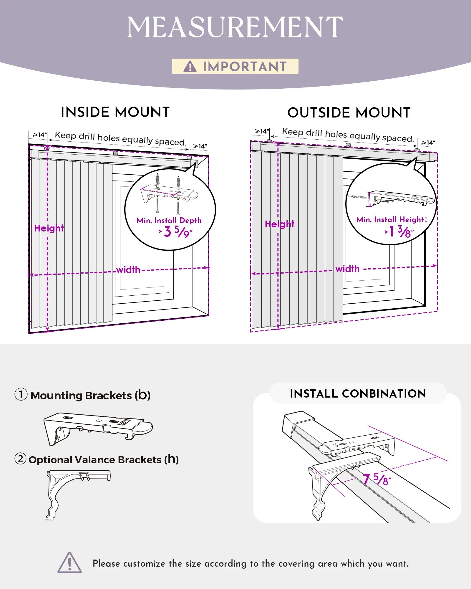 Measuring guide for smart vertical blidns.