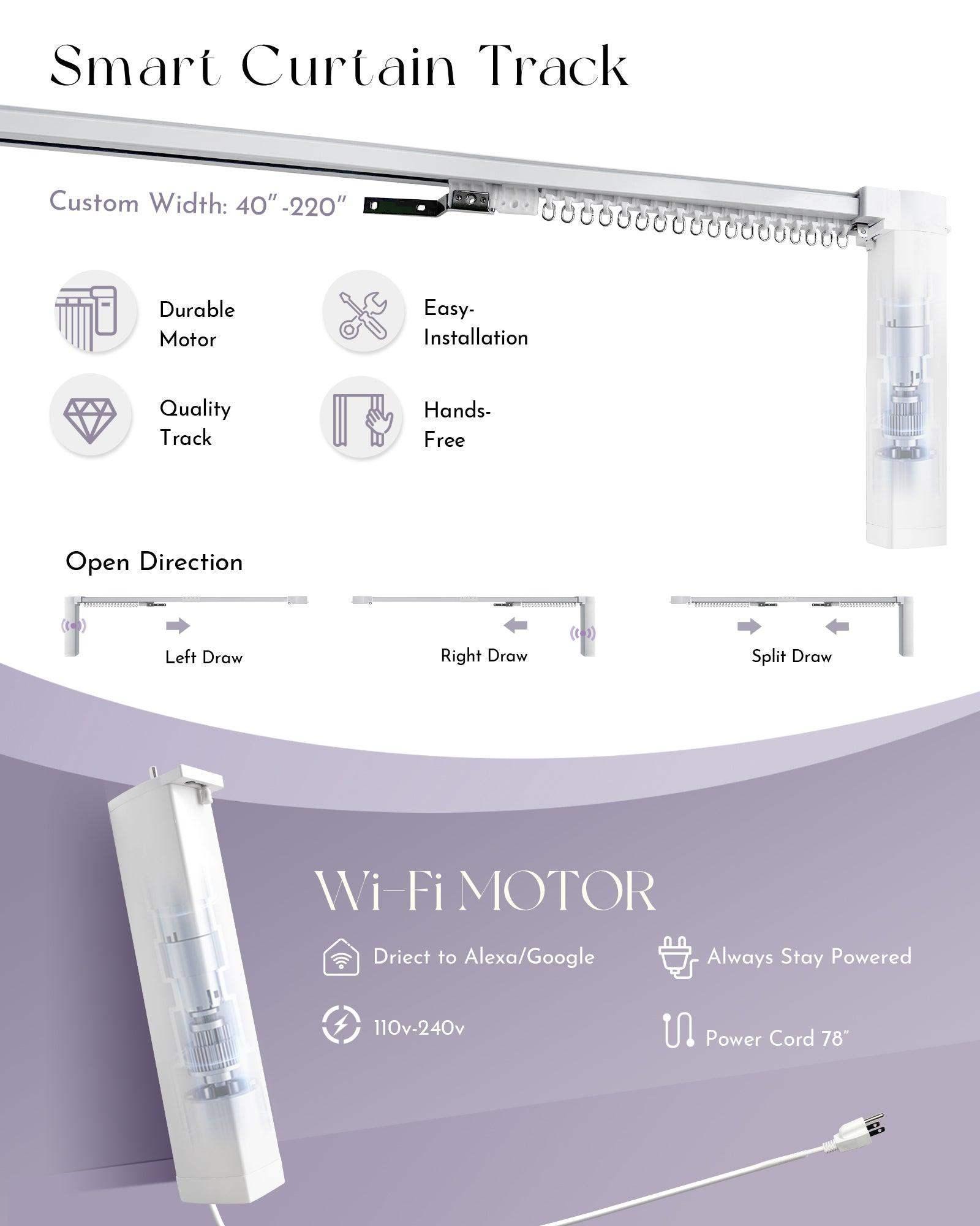 Graywind Hardwired Smart Curtain | Blackout Series | 40"-220"W