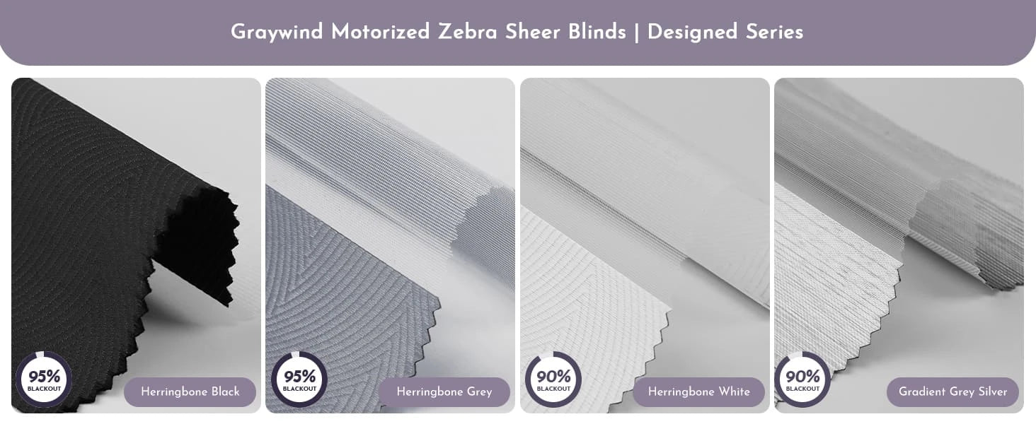 Fabric samples for zebra blinds designed series.