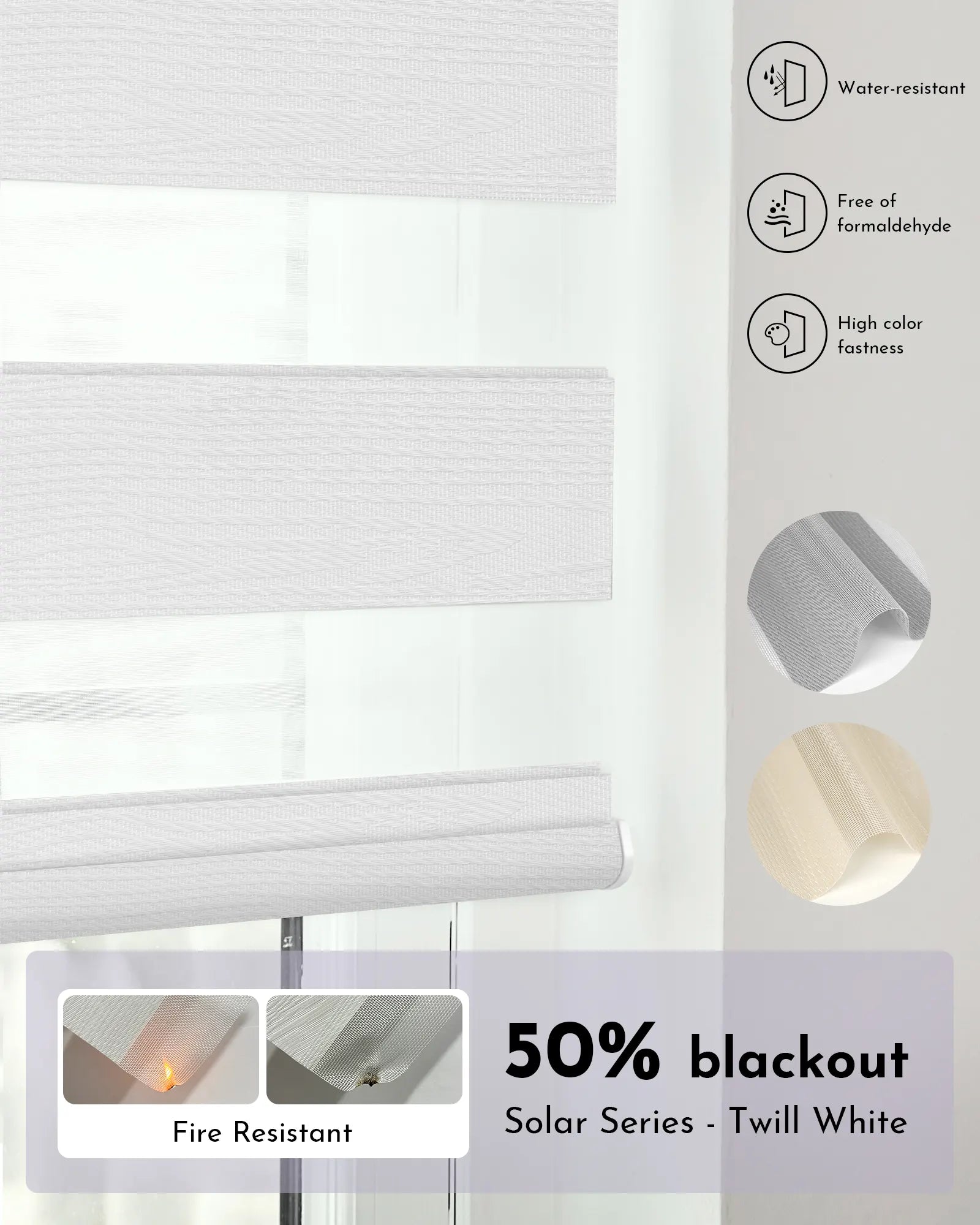 Graywind Motorized Zebra Sheer Blinds | Fire Retardant Series | Customizable