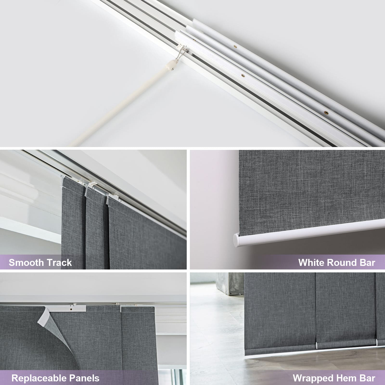 Graywind Manual Panel Track Blinds | Blackout Series | Customizable To 153" Width